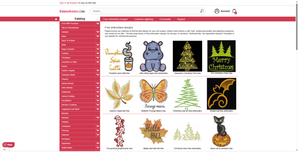 Free Embroidery design website
