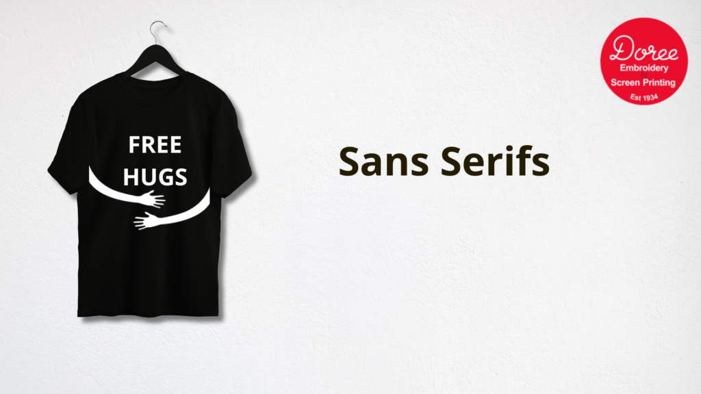 custom t-shirt printing sans serif font