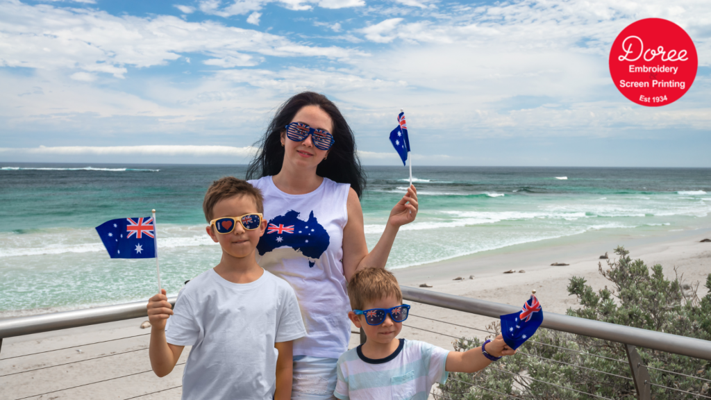 woman wearing Australia day t shirt 
