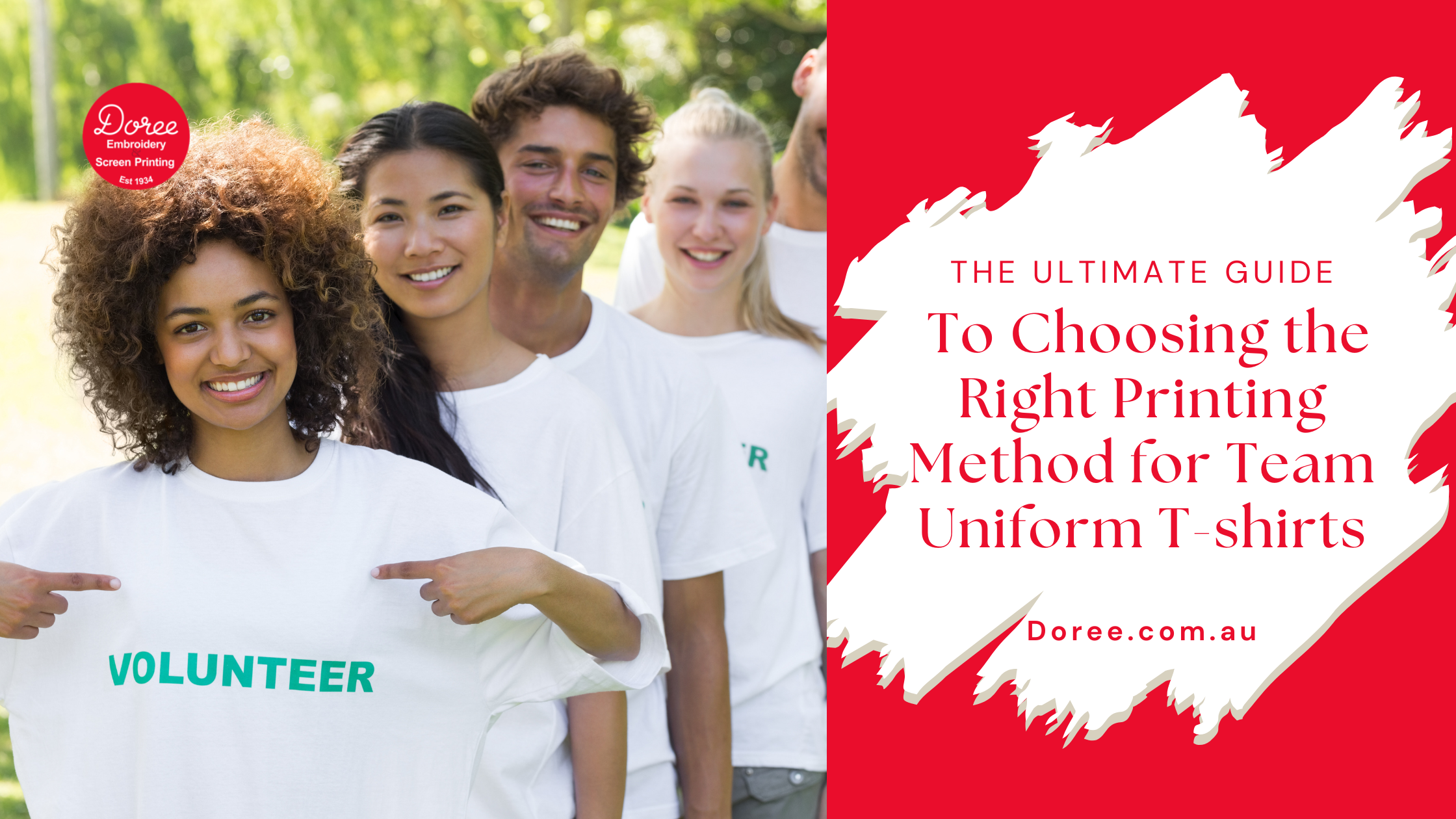 Banner Image of Blog Title: The Ultimate Guide to Choosing the Right Printing Method for Team Uniform T-shirts